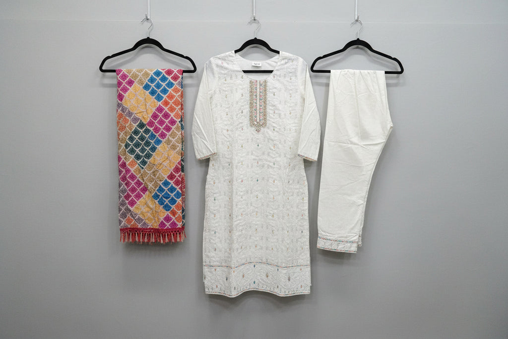 Mauve Embroidered Three-Piece Kurta Set | Premium Rayon Suit with Mirror Work Dupatta