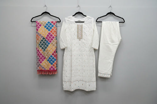 Mauve Embroidered Three-Piece Kurta Set | Premium Rayon Suit with Mirror Work Dupatta